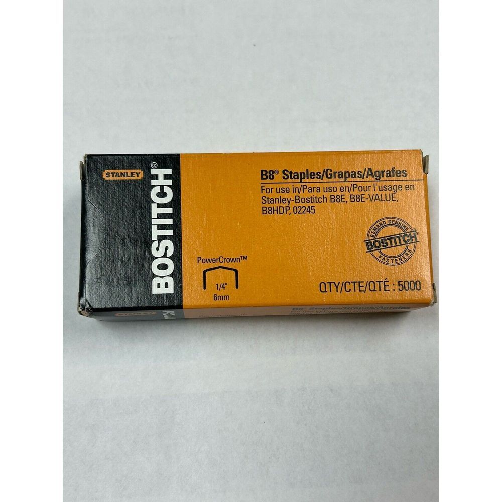 Bostitch B8 PowerCrown Premium Staples 1/4" Leg Length 5000/Box STCRP211514